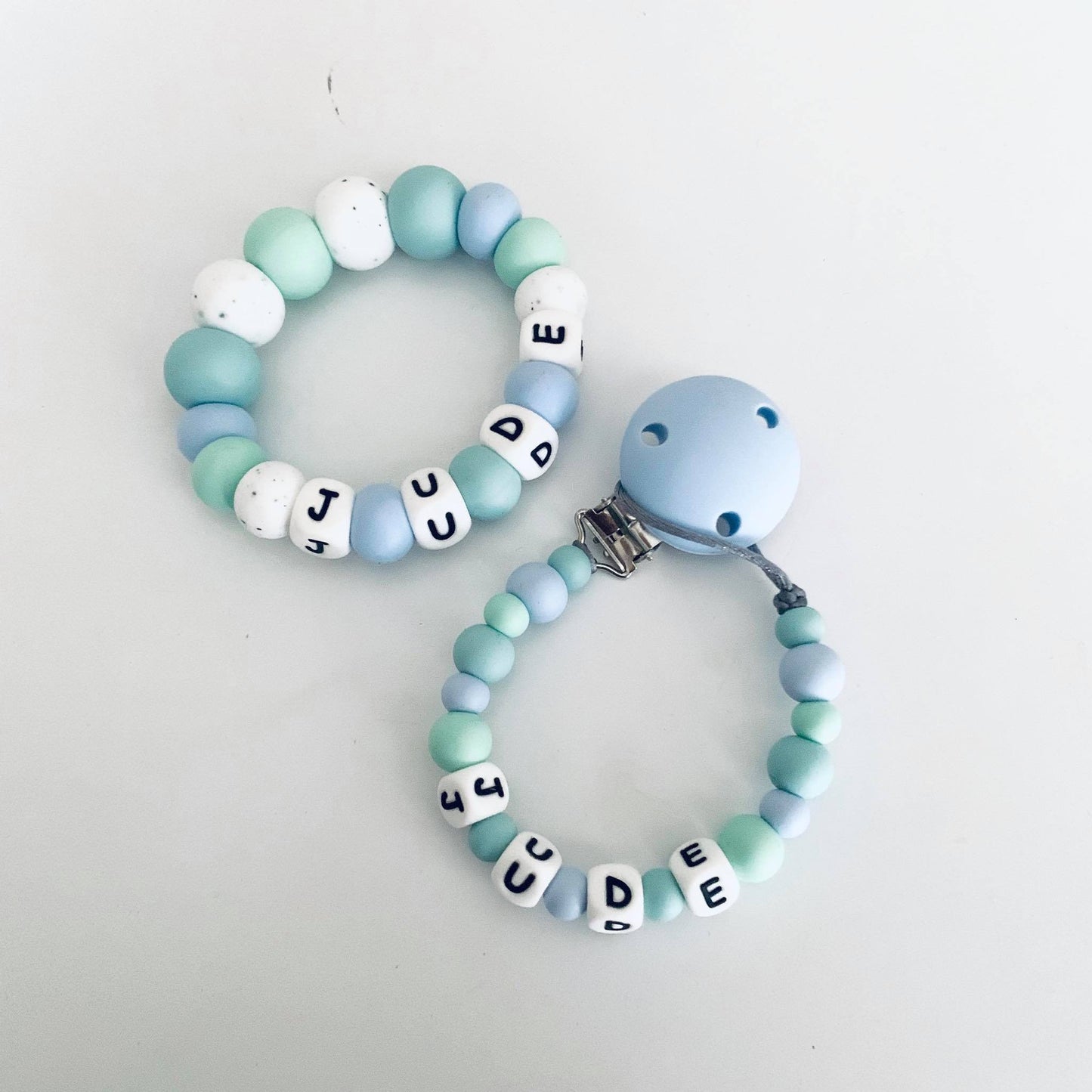 Personalised Dummy chain & Teething ring Set image 5