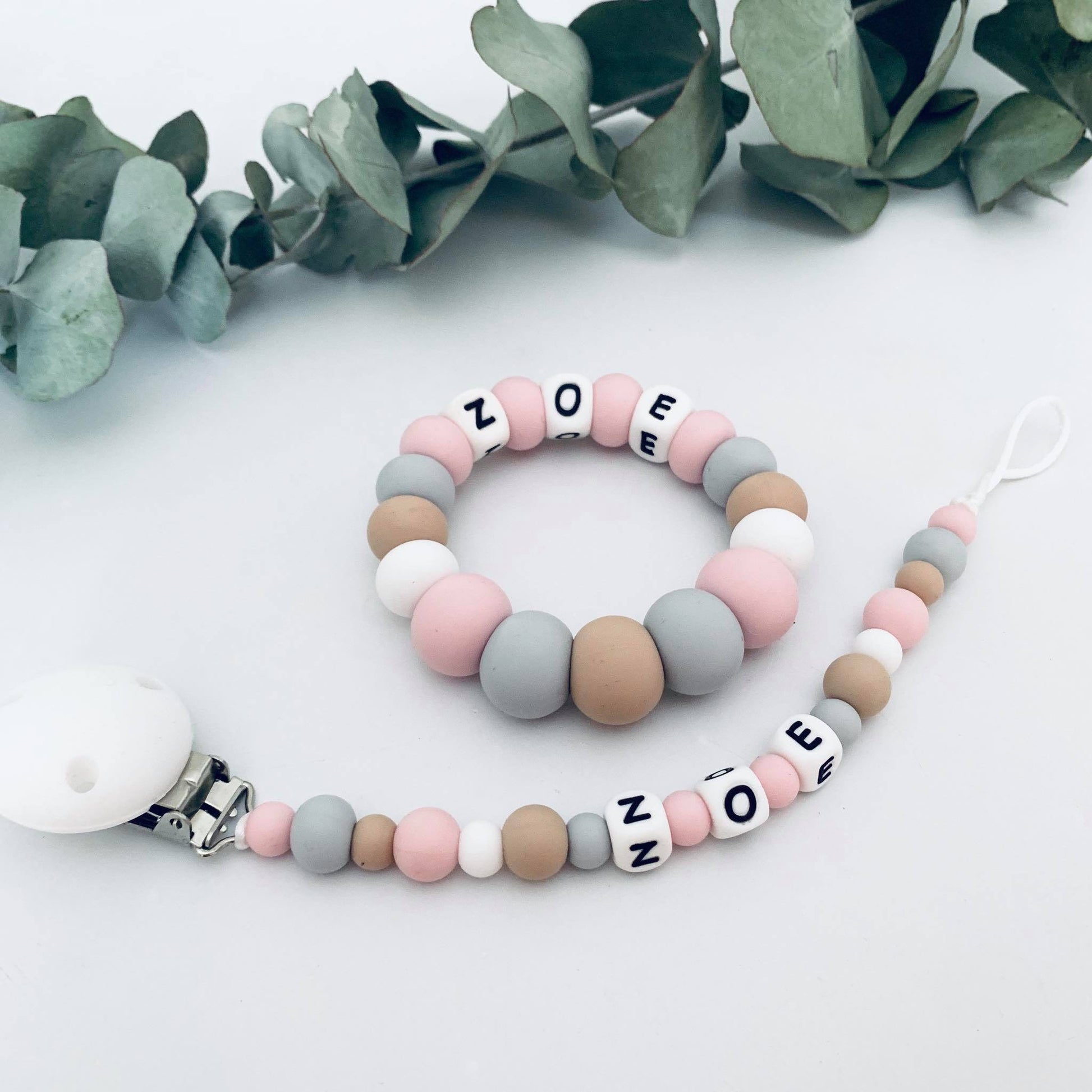 Personalised Dummy chain & Teething ring Set image 6