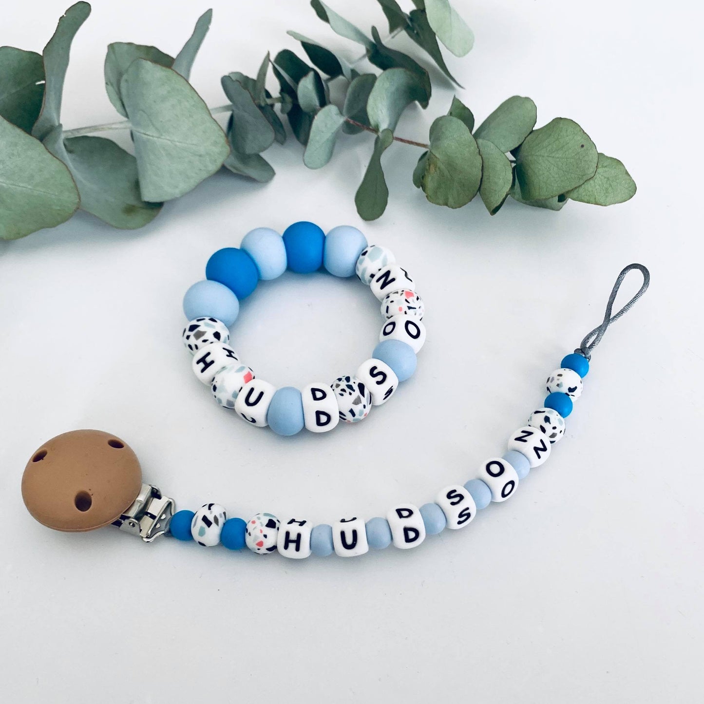 Personalised Dummy chain & Teething ring Set image 3
