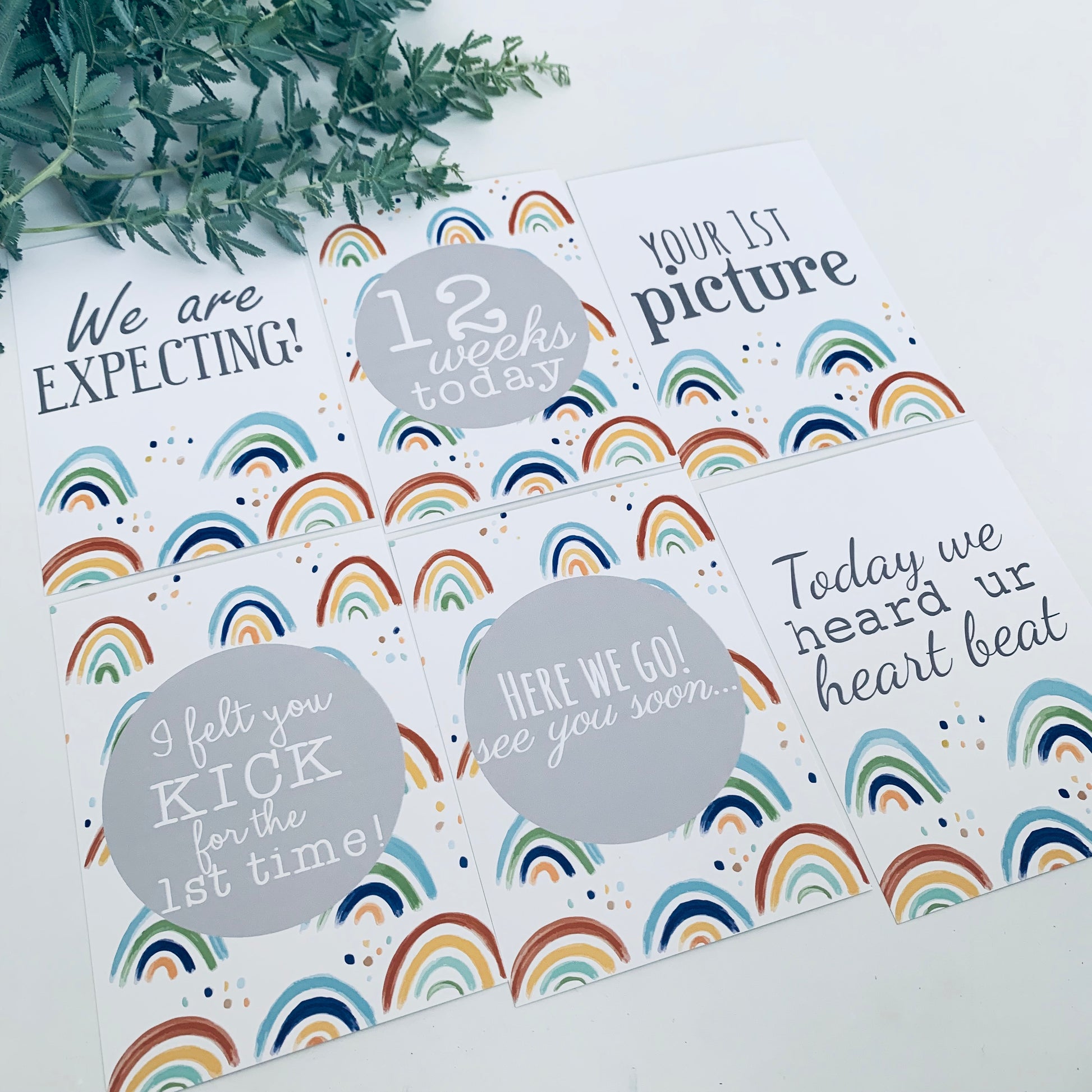 Pregnancy & Baby Milestone Cards- set of 29 cards - Pregnancy- Rustic rainbow image