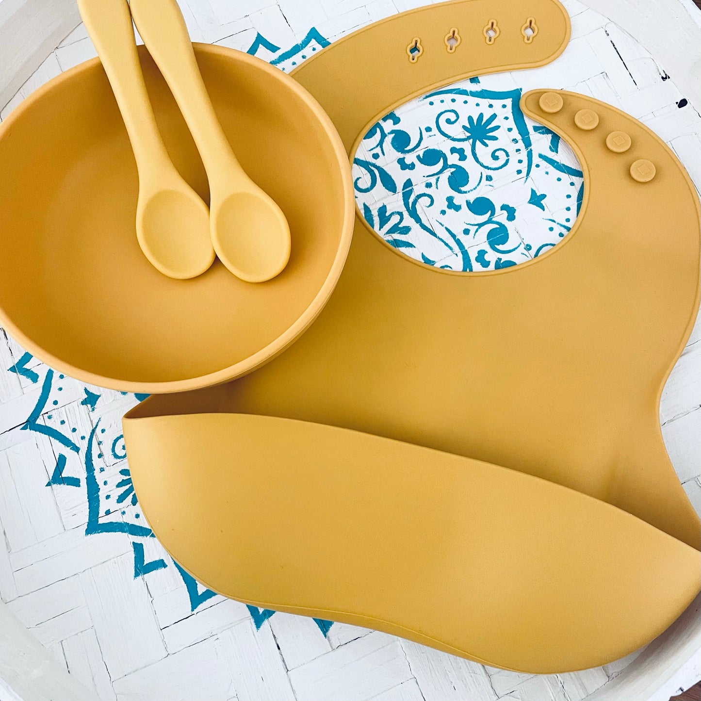 Silicone Scoop Bibs- Mustard image 1